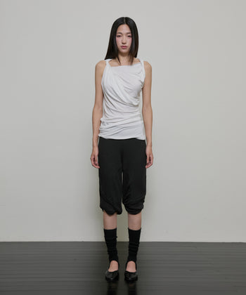 FLARE UP - Braided Asymmetrical Sleeveless 編織不對稱無袖衫 T-F1089 (白色)
