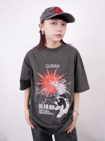 “MADE 𝗚𝘂𝗯𝗮𝗻 " Vintage 編輯部 用腦過度 爆頭處理 水洗 短T