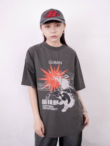 “MADE 𝗚𝘂𝗯𝗮𝗻 " Vintage 編輯部 用腦過度 爆頭處理 水洗 短T