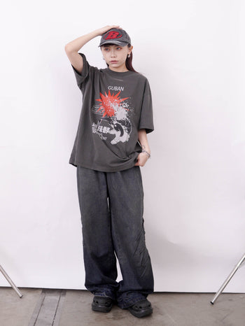 “MADE 𝗚𝘂𝗯𝗮𝗻 " Vintage 編輯部 用腦過度 爆頭處理 水洗 短T