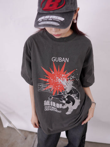 “MADE 𝗚𝘂𝗯𝗮𝗻 " Vintage 編輯部 用腦過度 爆頭處理 水洗 短T