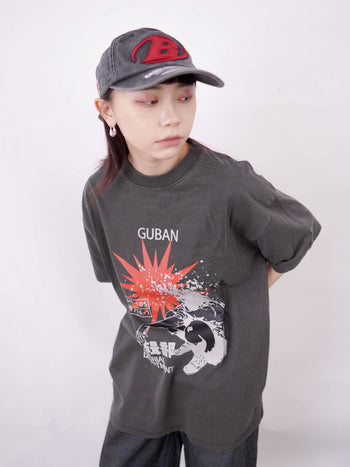 “MADE 𝗚𝘂𝗯𝗮𝗻 " Vintage 編輯部 用腦過度 爆頭處理 水洗 短T