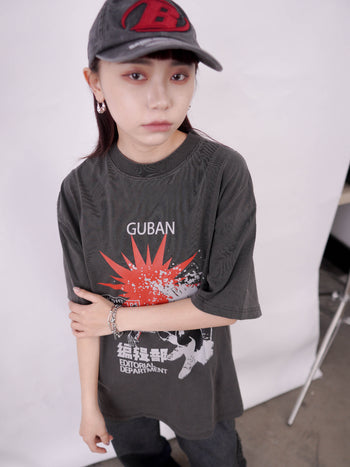 “MADE 𝗚𝘂𝗯𝗮𝗻 " Vintage 編輯部 用腦過度 爆頭處理 水洗 短T