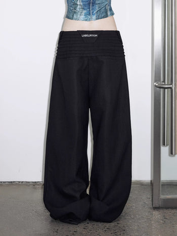 "49%" 皺褶 腰頭 寬鬆 設計感 西裝褲 蚊香褲 長褲