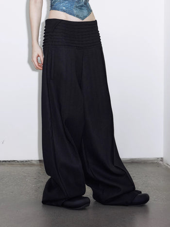 "49%" 皺褶 腰頭 寬鬆 設計感 西裝褲 蚊香褲 長褲