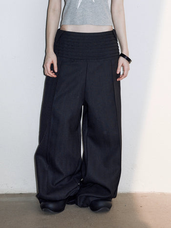 "49%" 皺褶 腰頭 寬鬆 設計感 西裝褲 蚊香褲 長褲