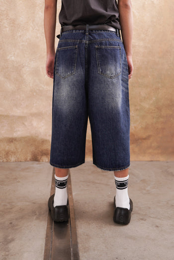 韓版 寬鬆 闊腿 做舊 復古 七分褲