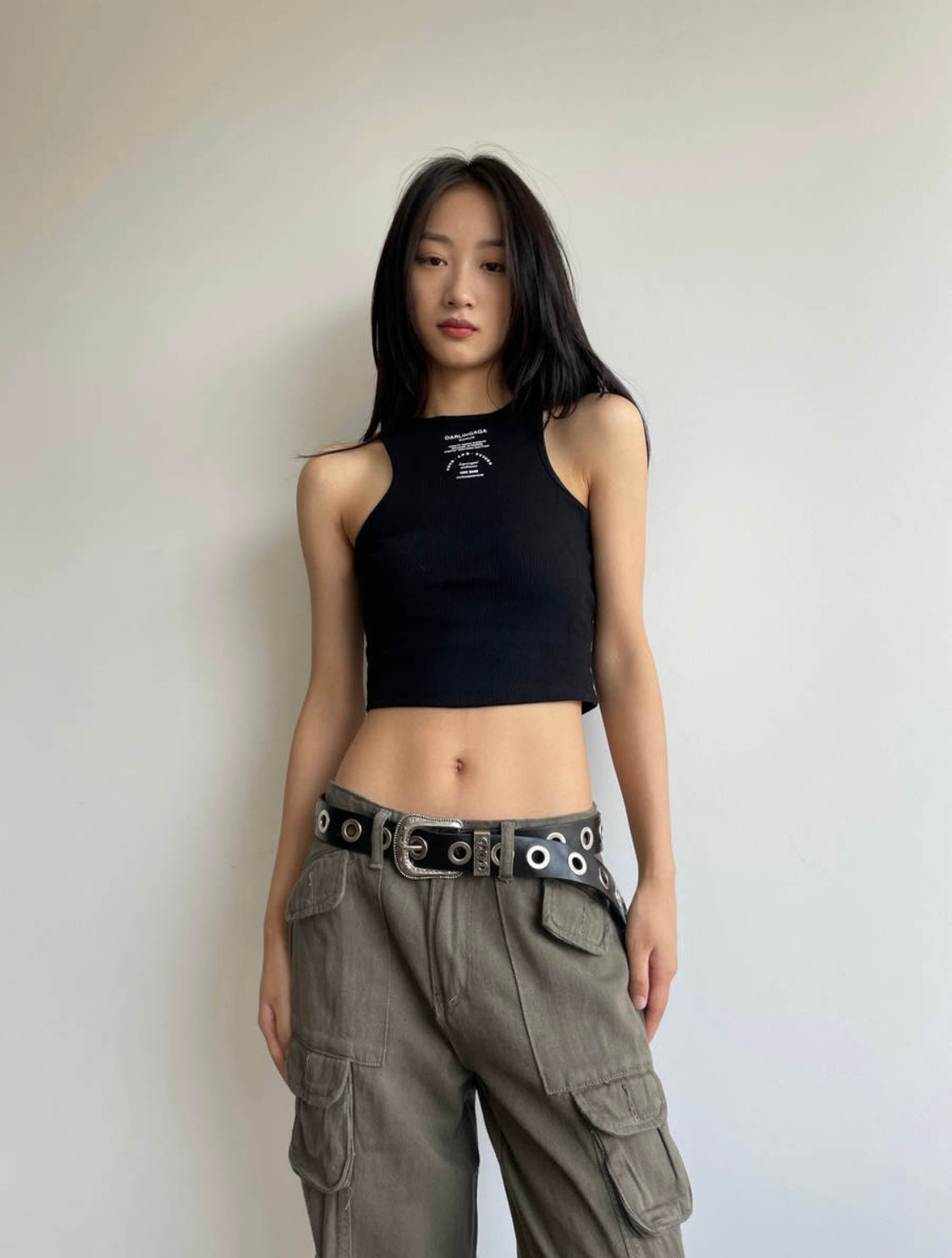 復古雕花頭Y2K黑色PU銀扣皮帶