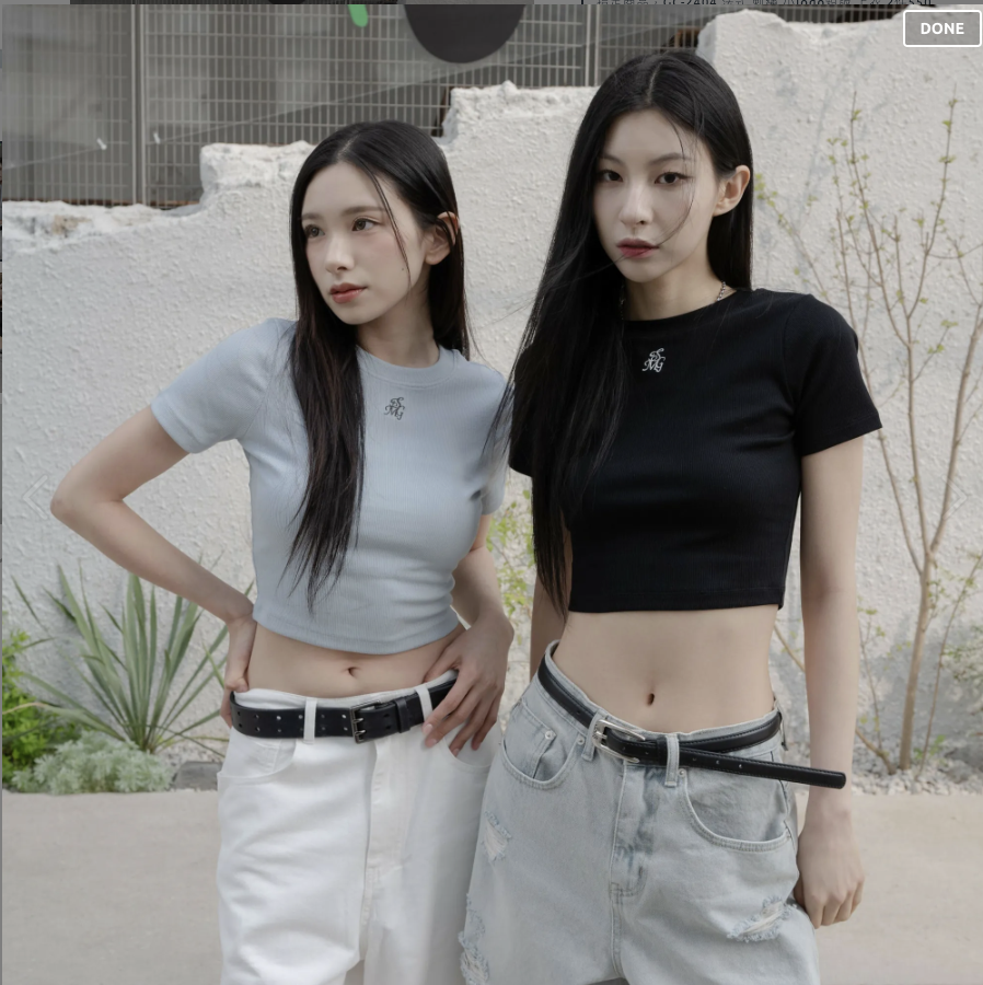 " SIMON " 法式 刺繡 小Logo 短版 上衣