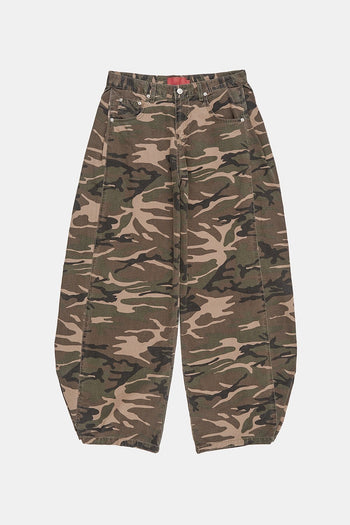 迷彩 防撕裂 側邊折疊 闊腿 長褲