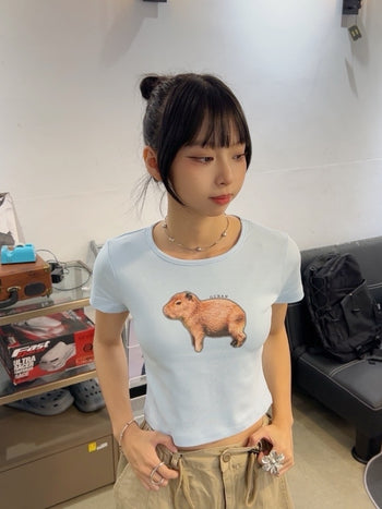 “MADE 𝗚𝘂𝗯𝗮𝗻 " 現貨 卡比巴拉 橘子 正肩 短板 女裝 純棉 短袖