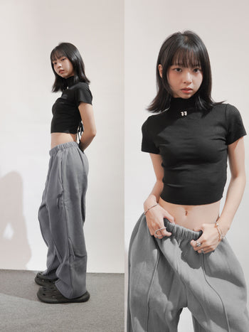 “MADE 𝗚𝘂𝗯𝗮𝗻 " 露背 運動 彈性 綁帶 顯瘦 腰身 辣妹 短袖上衣