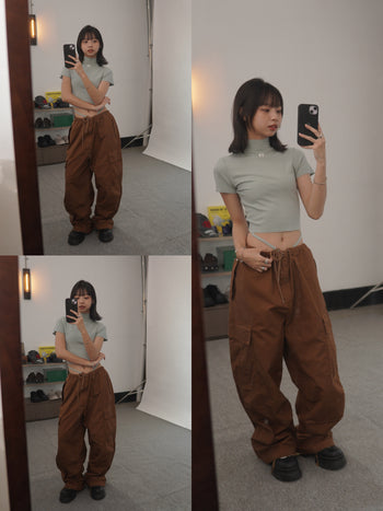 “MADE 𝗚𝘂𝗯𝗮𝗻 " 露背 運動 彈性 綁帶 顯瘦 腰身 辣妹 短袖上衣