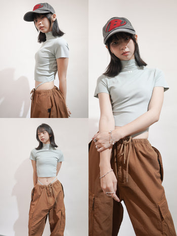 “MADE 𝗚𝘂𝗯𝗮𝗻 " 露背 運動 彈性 綁帶 顯瘦 腰身 辣妹 短袖上衣