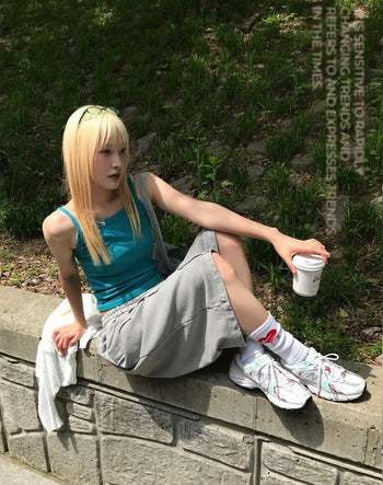 正韓 寬鬆 闊腿 鬆緊 設計 七分 短褲