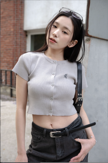 " SIMON " GC-2408 小刺繡 針織 圓領 開襟衫