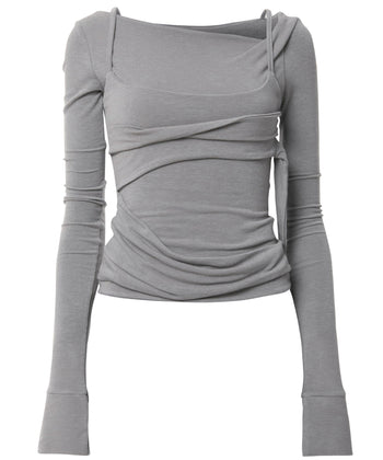 FLARE UP - Layered Bustier Long Sleeve 多層胸衣長袖 T-F1099 (灰色)