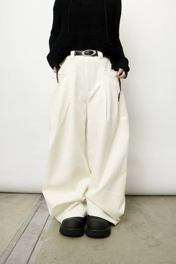 雙褶設計廓形西裝褲