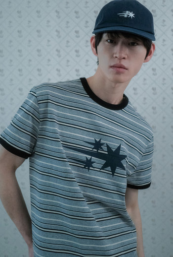 NICEGHOSTCLUB - STRIPE 3STAR BASIC RINGER TEE 條紋滾邊T恤 [灰色] T-N224