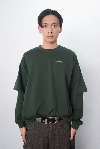 “MADE 𝗚𝘂𝗯𝗮𝗻 " 假兩件 305G 長袖 純棉 寬鬆 打底T