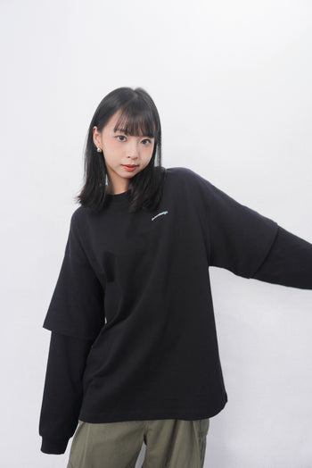 “MADE 𝗚𝘂𝗯𝗮𝗻 " 假兩件 305G 長袖 純棉 寬鬆 打底T