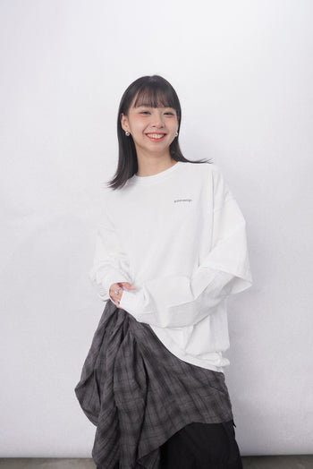 “MADE 𝗚𝘂𝗯𝗮𝗻 " 假兩件 305G 長袖 純棉 寬鬆 打底T