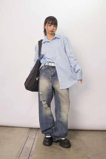 “MADE 𝗚𝘂𝗯𝗮𝗻 " 春秋 中長款 寬鬆 百搭 襯衫