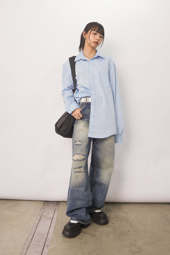 “MADE 𝗚𝘂𝗯𝗮𝗻 " 春秋 中長款 寬鬆 百搭 襯衫