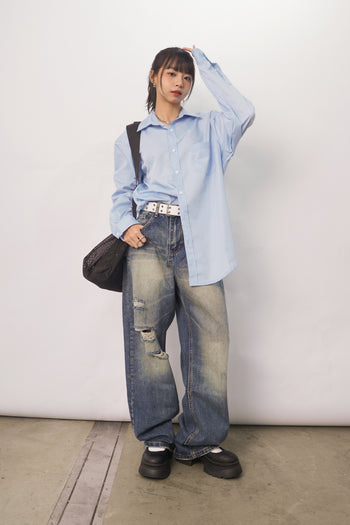 “MADE 𝗚𝘂𝗯𝗮𝗻 " 春秋 中長款 寬鬆 百搭 襯衫