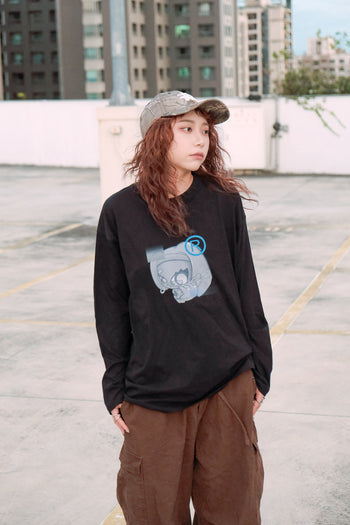 【GUBAN】6th 插畫比賽 校園 215G boxy 長袖上衣 - y3k 上學兔