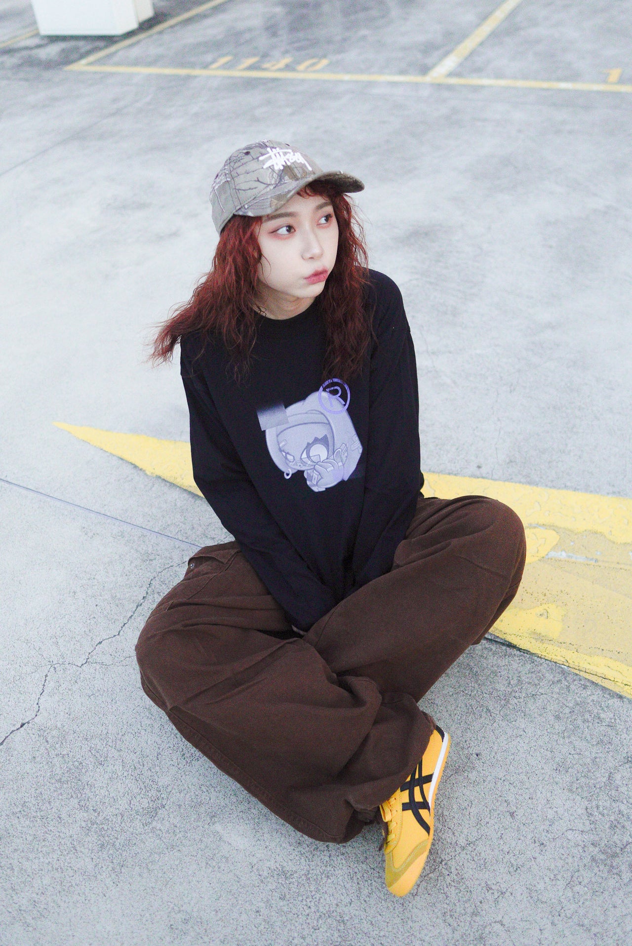 【GUBAN】6th 插畫比賽 校園 215G boxy 長袖上衣 - y3k 上學兔