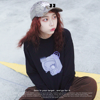 【GUBAN】6th 插畫比賽 校園 215G boxy 長袖上衣 - y3k 上學兔