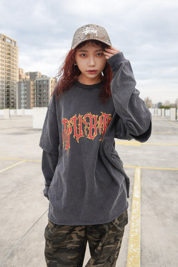 “MADE 𝗚𝘂𝗯𝗮𝗻 " 亞比 水洗 345G 重磅 假兩件 不收邊 水洗 長袖T