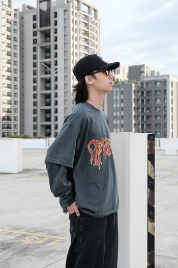 “MADE 𝗚𝘂𝗯𝗮𝗻 " 亞比 水洗 345G 重磅 假兩件 不收邊 水洗 長袖T