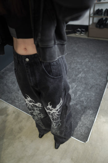 WBI 24SS EPD-01  / WBI  Black Denim Scimitar Spinal Pants