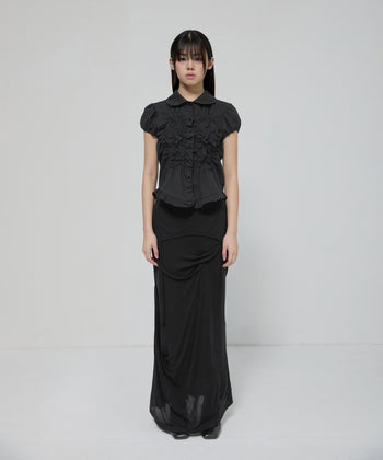FLARE UP -  Cloud Puff Blouse 雲朵泡泡袖襯衫 T-F1094 (黑色)