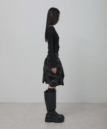 FLARE UP - Asymmetrical Draped Layered Skirt 不對稱垂褶層疊半身裙 P-F213