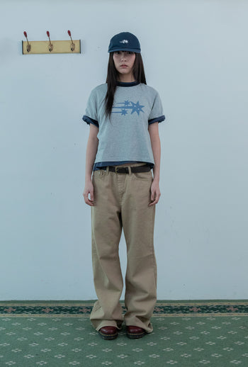NICEGHOSTCLUB - RUSH 3STAR BASIC RINGER TEE 基本款圓領T恤 [淺灰色] T-N217