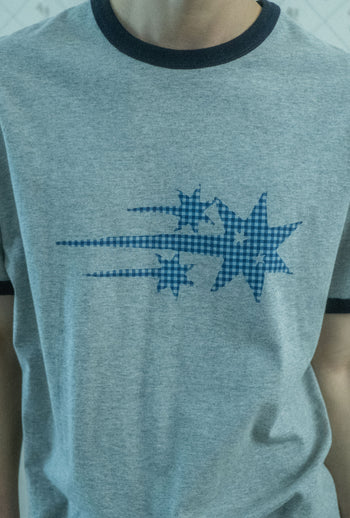 NICEGHOSTCLUB - RUSH 3STAR BASIC RINGER TEE 基本款圓領T恤 [淺灰色] T-N217