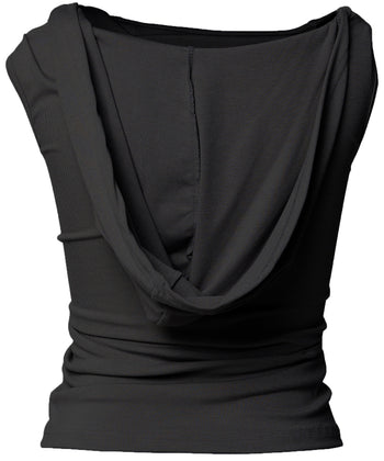 FLARE UP - Asymmetric Snap Hoodie 不對稱按扣連帽衫 T-F1096 (黑色)