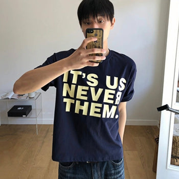 正韓 IT'S US NEVER THEM 寬短T-shir T-K1103