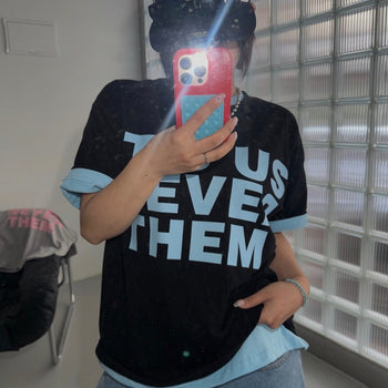 正韓 IT'S US NEVER THEM 寬短T-shir T-K1103
