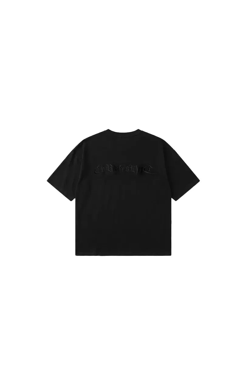 Jobdatasheet -  Gothic Letter Embroidered Tee – Black D55