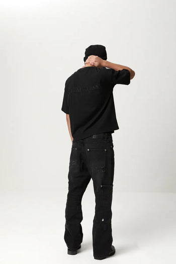 Jobdatasheet -  Gothic Letter Embroidered Tee – Black D55