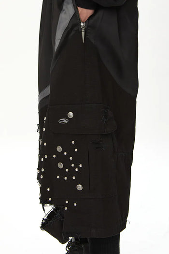 Jobdatasheet - Distressed Mixed-Media Studded Cropped Pants P1
