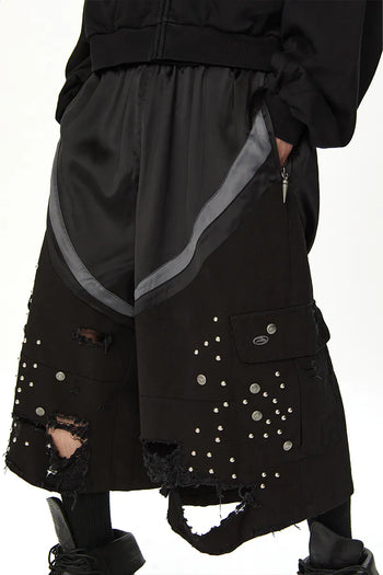 Jobdatasheet - Distressed Mixed-Media Studded Cropped Pants P1