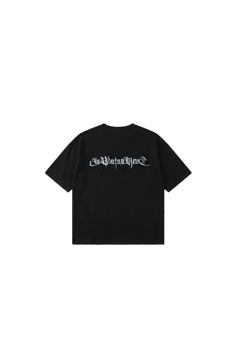 Jobdatasheet - Gothic Letter Embroidered Tee – Silver D56
