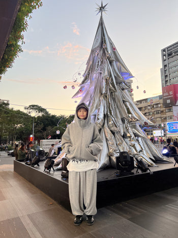 “MADE 𝗚𝘂𝗯𝗮𝗻 " 純棉 逗號 原創 灰色 休閒 高腰 闊腿 棉褲