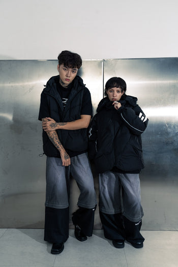 WBI 24SS EPS-02 / WBI  Denim tactical faux two-piece patchwork pants