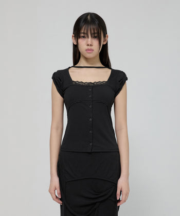 FLARE UP - Lace Sleeve Top 蕾絲袖上衣 T-F1092